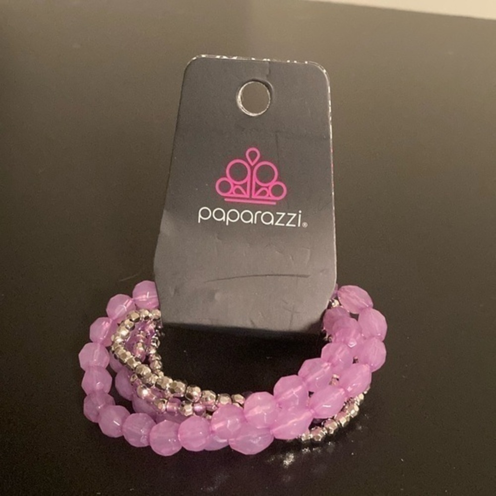 Paparazzi Lavender and Silver Bracelet